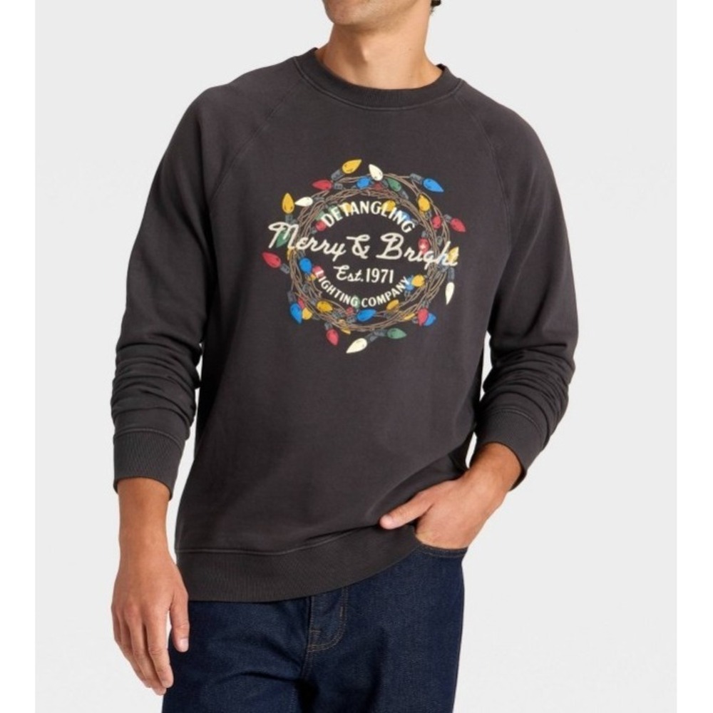 Men's Vintage French Terry Crewneck Sweatshirt Goodfellow & Co black size S